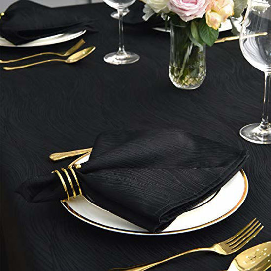Picture of Maxmill Jacquard Cloth Napkins 20 x 20 Inch Swirl Pattern 4 Packs Solid Washable Polyester Comfortable for Restaurant Family Dinners Weddings Parties and Banquets Black