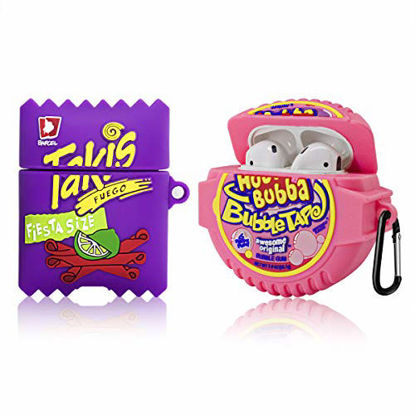 Picture of [2Pack] Airpods 2&1 Case, Soft Silicone Takis Potato Chips+Bubba Candy Case, 3D Cute Funny Fun Cartoon Kawaii Food Fashion AirPod Cover with Keychain, Airpod Skin Accessories for Kids Teens Boys Girls