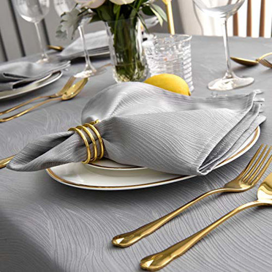 Picture of maxmill Jacquard Cloth Napkins 20 x 20 Inch Swirl Pattern Soft Comfortable and Luxury Serviette for Family Dinners Weddings Parties and Banquets Set of 4 Light Gray