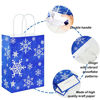 Picture of 16 Pieces Christmas Party Goodie Bags,Large thick Kraft White Snowflake Blue Xmas Backdrop Sign Christmas Goody Treat Gift Bags with Handles for Winter Christmas Holiday Party Supplies (Blue,16 Pack)