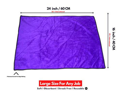 Picture of PAKS Premium Microfiber Towels - Detailer Grade Express Drying Towels , Scratch-Free , Lint-Free, Drying Towels for Cars, Windows, Dishes and More - 16" x 24" - Pack of 3