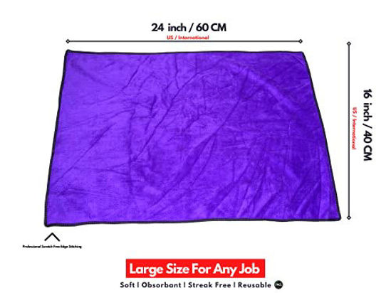 Picture of PAKS Premium Microfiber Towels - Detailer Grade Express Drying Towels , Scratch-Free , Lint-Free, Drying Towels for Cars, Windows, Dishes and More - 16" x 24" - Pack of 3