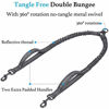 Picture of iYoPets Double Dog Leash with Two Extra Traffic Handles, 360 Swivel No Tangle Dual Dog Walking Leash, Comfortable Shock Absorbing Reflective Bungee for Two Dogs (18~120 lbs, Black)