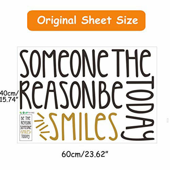 Picture of Inspirational Wall Decor Quotes for Boy Girl Room-Be The Reason Someone Smiles Today- Decor for Living Room Bedroom Classroom Playroom Nursery Girls Boys Room Wall Decals Decorations