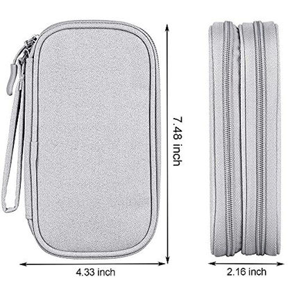 Picture of Electronics Accessories Bag, Universal Electronics Accessories Organizer Case, Waterproof Portable Cable Organizer Bag, Travel Gear Carry Bag for Cord, Charger, Flash Drive, Phone, SD Card, Gray