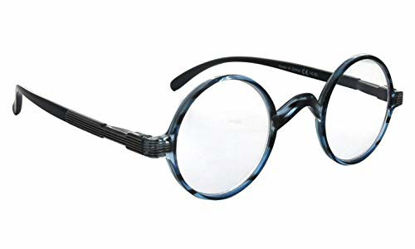 Picture of Vintage Round Reading Glasses Professor Readers (Blue Stripe