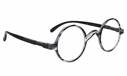 Picture of Vintage Round Reading Glasses Professor Readers (Grey Stripe