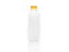 Picture of (6) 32 oz. Clear Food Grade Plastic Juice Bottles with Orange Tamper Evident Caps 6/Pack