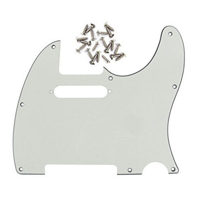 Picture of IKN 8 Hole Tele Pickguard w/Screws Fit USA/MX Standard Telecaster Pickguard Replacement, 3Ply Vintage White