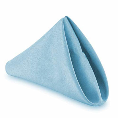 Picture of Lann's Linens - 1 Dozen 20" Oversized Cloth Dinner Table Napkins - Machine Washable Restaurant/Wedding/Hotel Quality Polyester Fabric - Baby Blue