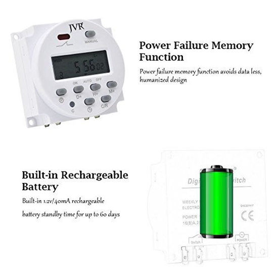 GetUSCart JVR 12V Timer Switch Programmable Digital 12 Volt DC/AC