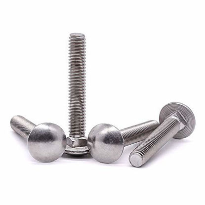 Picture of 3/8-16 x 2-1/2" (1/2" to 3" Lengths Available) Round Domed Head Square Neck Carriage Bolt 10 PCS, 304 Stainless Steel 18-8, Grade 8.8, Full Thread,