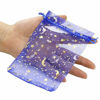 Picture of SUNGULF 100Pcs 4x6 Inches Sheer Organza Drawstring Pouches Stars and Moon Wedding Party Favor Jewelry Candy Gift Bags (Blue)