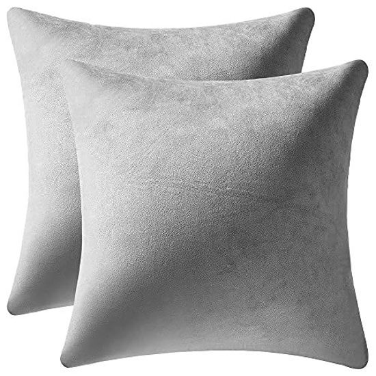 2 Pack Cozy Soft Velvet Square Decorative Pillow Cases for Farmhouse Home Decor DEZENE Throw Pillow Covers 18x18 Dark-Grey 