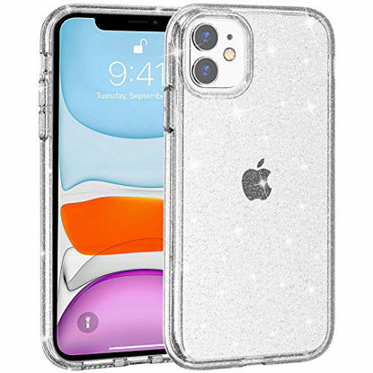 Picture of FanTEK Compatible for iPhone 11 Case, Luxury Bling Glitter Protective Bumper Hard Shell Shockproof Crystal Cover for Women Girl iPhone 11, Glitter Clear