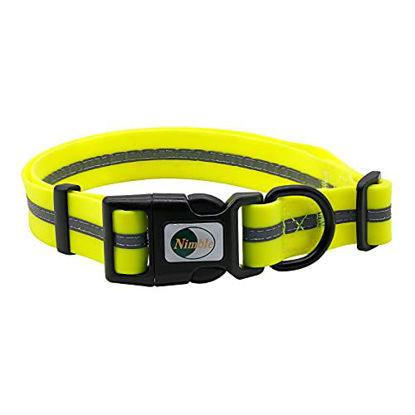 Picture of NIMBLE Dog Collar Waterproof Pet Collars Anti-Odor Durable Adjustable PVC & Polyester Soft with Reflective Cloth Stripe Basic Dog Collars S/M/L Sizes (Medium (11.81-18.5inches), Fluorescent Yellow)
