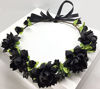 Picture of Flower Crown Floral Girls Headband - Black Womens Headpiece Wedding Bridal - Artificial Silk Roses Boho Wreath