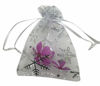 Picture of SUNGULF 100pcs Snowflake Organza Pouch Bag Drawstring Strong Christmas Gift Candy Jewelry Party Wedding Favor Bags (White Silver Snowflake, 5x7 Inch)
