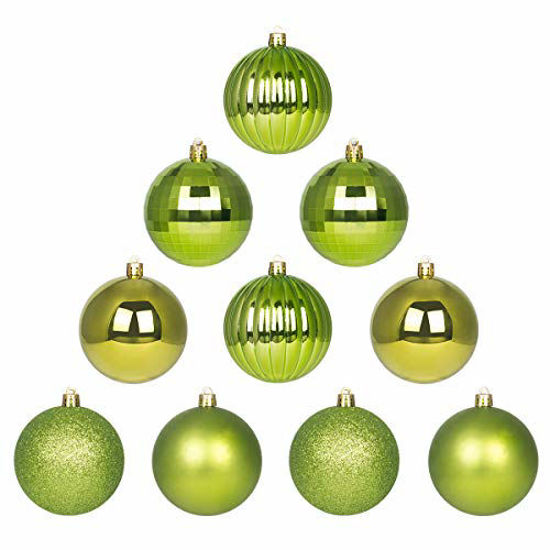 Picture of 10Pcs Christmas Balls Ornaments for Xmas Tree - Shatterproof Christmas Tree Decorations Large Hanging Ball Lemon Green3.2 x 10 Pack