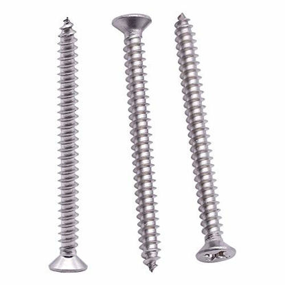 Picture of #14 x 3" (30 pcs) Stainless Flat Head Phillips Drive Sheet Metal Tek Screws, 304 (18-8) Stainless Steel Screw, Countersunk Head Wood Screw, Self Tapping