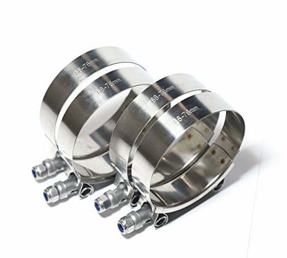 Picture of LTI Working Range 68mm-76mm T-Bolt Clamps High PSI Premium Quality Full 304 Stainless Steel Turbo Intercooler Hose For 2.5" ID Hose (4 Pack)