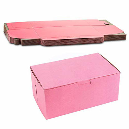 Picture of Pretty Pink Lock Corner Clay Coated Kraft Paperboard Bakery Box No-Window Size 6" x 4 1/2" x 2 3/4" By MT Products (15 Pieces)