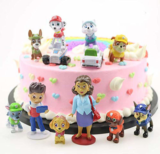 Picture of 12PCS Paw dogs patrol cake topper Cup cake topper mini Figurines Children mini toys Kids birthday party supplies