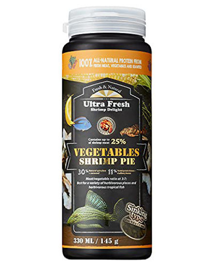 Picture of [Picky Pleco Food] Ultra Fresh - Vegetables Shrimp Pie, Develop Brighter Colors, 30% Natural Spirulina + Seaweeds, High Fresh Vegetable Content, Sword Prawns, Wafers for Algae Eaters, 5.11oz