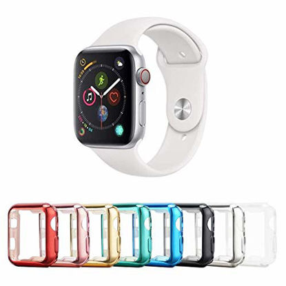 Picture of Tranesca 8 Pack 38mm Apple Watch case with Built-in HD Clear Ultra-Thin TPU Screen Protector Cover Compatible with Apple Watch Series 2 and Series 3 (Clear+Black+Gold+Rose Gold+Red+Blue+Green+Silver)