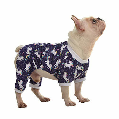 Picture of CuteBone White Unicorn Dog Pajamas Dog Apparel Dog Jumpsuit Pet Clothes Pajamas Puppy Clothes P70M