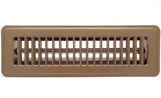 Picture of 3" X 10" Floor Register with Louvered Design - Fixed Blades Return Supply Air Grill - with Damper & Lever - Brown