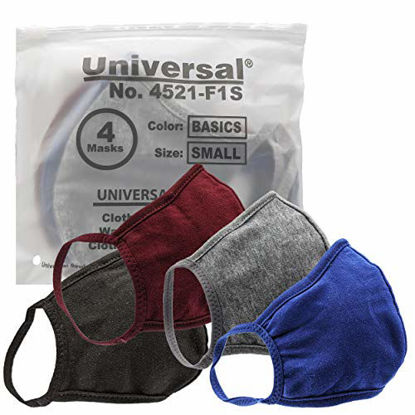 Picture of Universal 4521 Cloth Face Masks - Reusable Nose & Mouth Mask - 100% Cotton, 2 Layer, Washable, for Teens & Adults - Protects from Dust, Pollen, Pet Dander & More (Basics, Small)