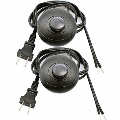Picture of 2-Pack Floor Extension Cord Switch UL Listed, PLUSPOE Foot Pedal Push Switch Inline Lamp Light On-off Control 5Ft 18AWG Wire Cable Power Plug for LED lights, Halogen and Incandescent Bulbs lamp