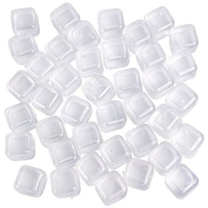 Picture of (40-Pack) Reusable Ice Cube, Refreezable Plastic Ice Cubes Reusable for Drinks Cocktails Like Whiskey, Wine, or Coffee, Silicone Square Shapes, Clear Dry Ice Cubes, Non Diluting. (Clear)