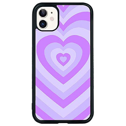 Picture of Purple Love Heart Pattern Case for iPhone 11, Love Heart Coffee Latte Pattern TPU Silicone Protective Cover Compatible for iPhone 11 6.1" (Purheart)
