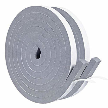 Picture of Yotache Gray Foam Weather Seal Strips 2 Rolls 1/2 Inch Wide X 1/2 Inch Thick, Self Adhesive Foam Tape for Doors and Windows, Total 13 Feet Long (2 X 6.5 Ft Each)