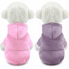 Picture of 2 Pieces Winter Dog Hoodie Warm Small Dog Sweatshirts with Pocket Cotton Coat for Dogs Clothes Puppy Costume (Pink, Light Purple,S)