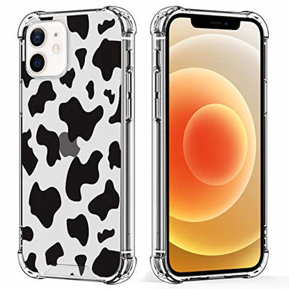 Picture of KANGHAR iPhone 12 Case, iPhone 12 Pro Case Cow Printer Black Cute Pattern Shockproof Clear Four Corners Cushion Durable Hard PC + Soft TPU Bumper Anti-Scratch Full Body Protection Cover-6.1inch