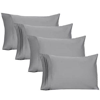 Picture of YIYEA Pillow Cases Standard Size Premium 1800 Ultra-Soft Brushed Microfiber Standard Pillowcases Set of 4 - Wrinkle Resistant(20" 26")