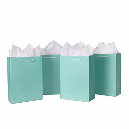 Picture of 10 Pack Blue Gift Bags with Tissue Paper | 8x4x11 Inch Bridesmaid Gift Bags, Wedding Gift Bags, Holiday/Anniversary Gift Bags, Medium Gift Bags