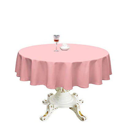 Picture of Romanstile Round Waterproof Tablecloth Stain Resistant and Wrinkle Free Table Cloths for Kitchen Dining/Party/Wedding Indoor and Outdoor Use Washable Polyester Table Cover (Light Pink, 60 inch)