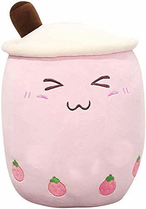 Picture of PUEENOD 8 inch Plush Boba Tea Cup Toy Bubble Tea Stuffed Plush Toy Gifts for Kids Pink Close Eyes