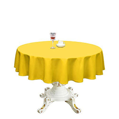 Picture of Romanstile Round Waterproof Tablecloth Stain Resistant and Wrinkle Free Table Cloths for Kitchen Dining/Party/Wedding Indoor and Outdoor Use Washable Polyester Table Cover (Yellow, 60 inch)