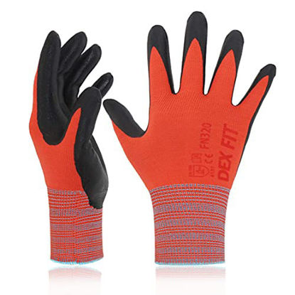 Picture of DEX FIT Nitrile Work Gloves FN320, 3D Comfort Stretch Fit, Power Grip, Durable Foam Coated, Thin & Lightweight Premium Nylon, Machine Washable, Red X-Small 3 Pairs