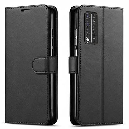 Picture of Revvl V+ 5G Phone Case T-Mobile, Revvl V Plus 5G Case, [Not Fit Revvl 4/5G] with [Tempered Glass Protector Included] Leather Wallet Phone Cover With Pocket Credit Card Kickstand Feature - Black