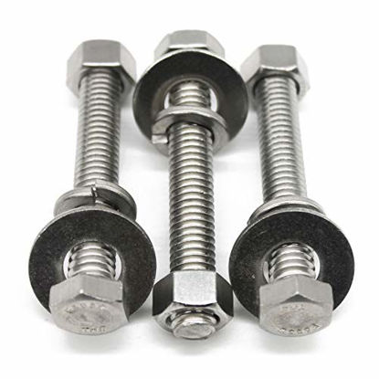 1/4-20x1 Stainless Steel Hex Head Screws Bolts Nuts Flat Washers & Lock Washers Kits 304 S/S,Full Thread,Machine Thread,Flat Washers Diameter 0.748 18-8 10Sets 