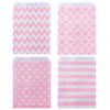 Picture of Biodegradable Paper Candy Cookie Bags, NUIBY Food Safe Favor Bags, Buffet Treat Bags for All Party Loot Bags - 100 Counts, Assorted 4 Designs (pink)
