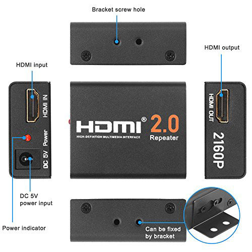 GetUSCart- Electop HDMI 2.0 Repeater 3D 4Kx2K 2160P Signal Amplifier ...