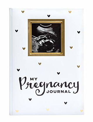 Picture of Pearhead My Pregnancy Journal, Baby Keepsake, Pregnancy Memory Book, White and Gold with Black Hearts