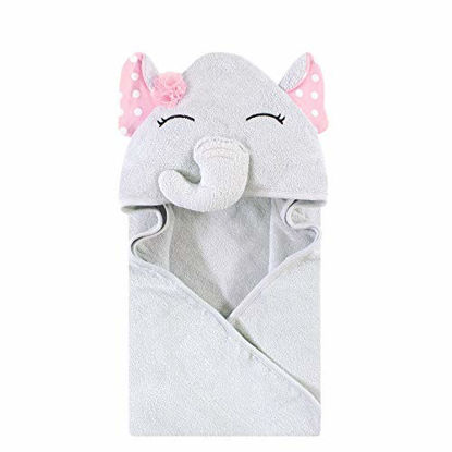 Picture of Hudson Baby Unisex Baby Cotton Animal Face Hooded Towel, White Dots Pretty Elephant, One Size